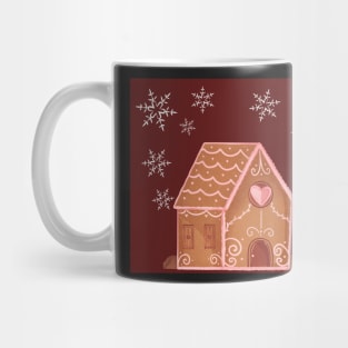 Festive gingerbread house and woman Mug